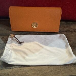 Tory Burch Orange Wallet with Gold Logo